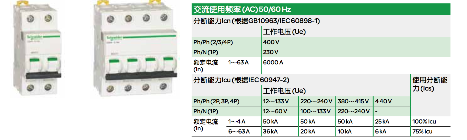 施耐德IC65N,EA9系列斷路器的脫扣曲線有哪幾種？